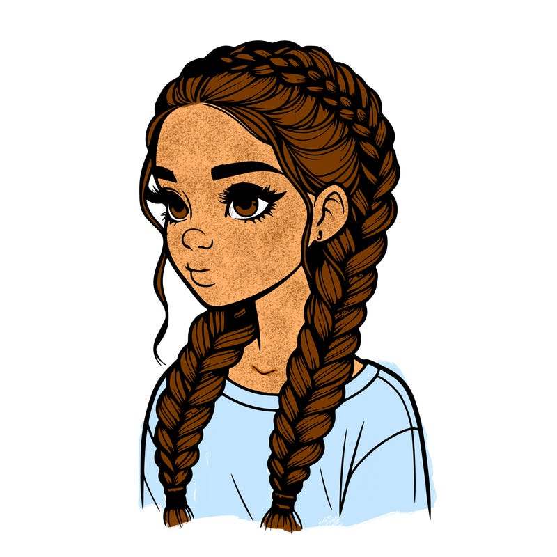 realistic girl with braids