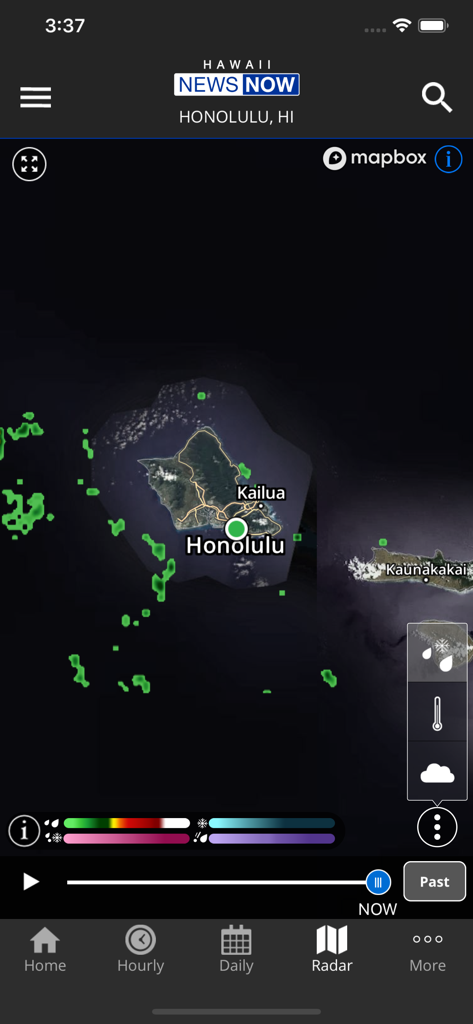 Hawaii News Now Weather - 오아후의 호놀룰루와 카일루아를 보여주는 인터랙티브 날씨 레이더 지도