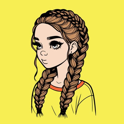 realistic girl with braids