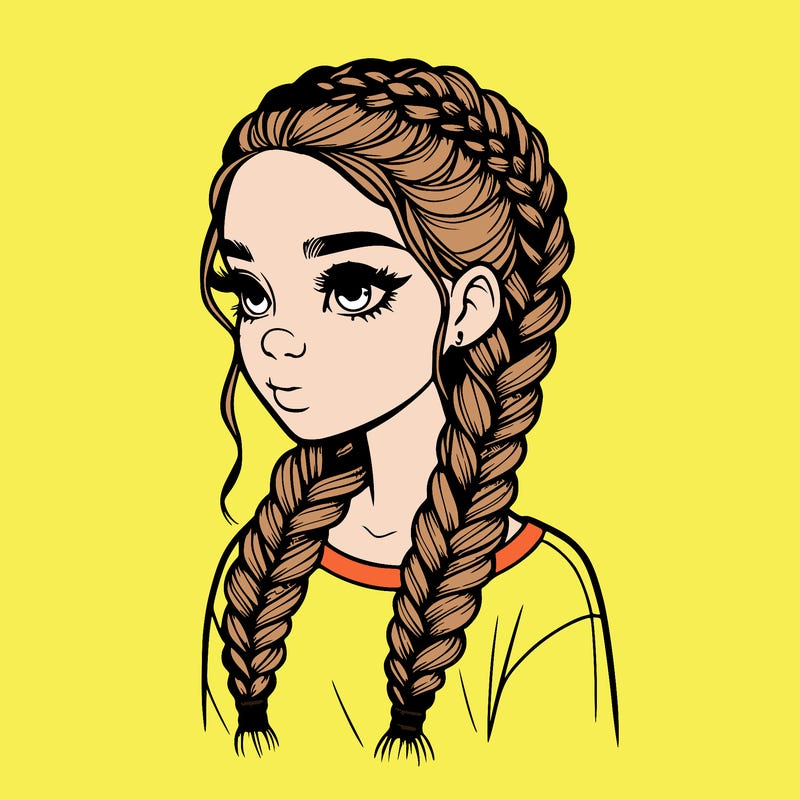 realistic girl with braids