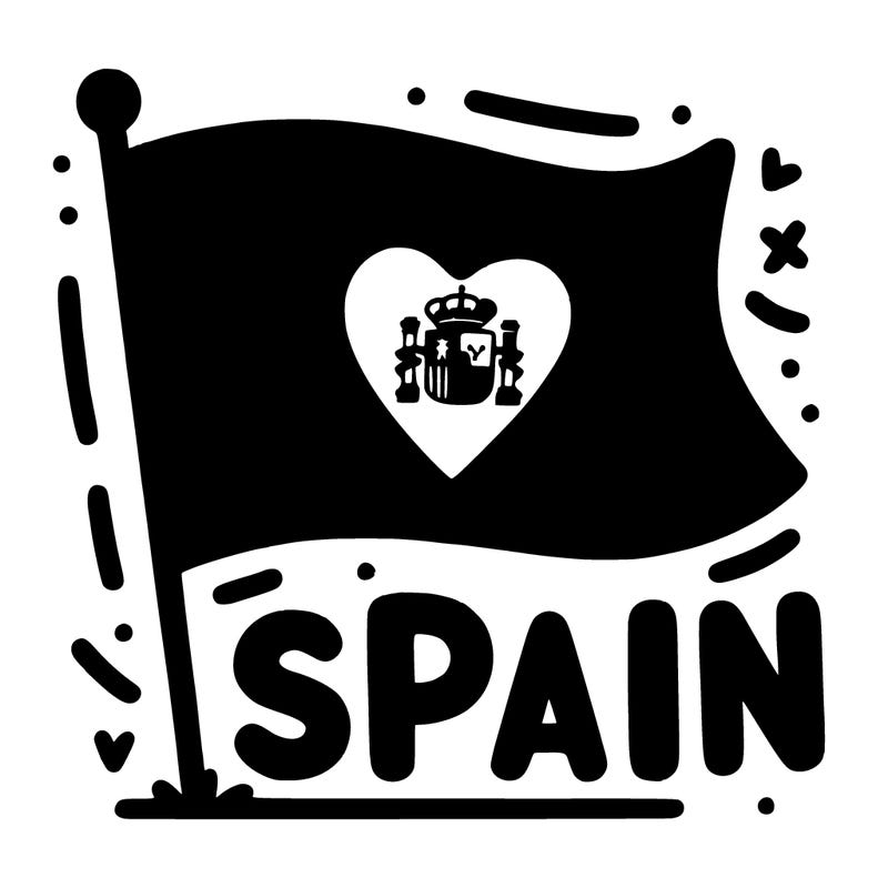 flag of spain or inside it says i love spain