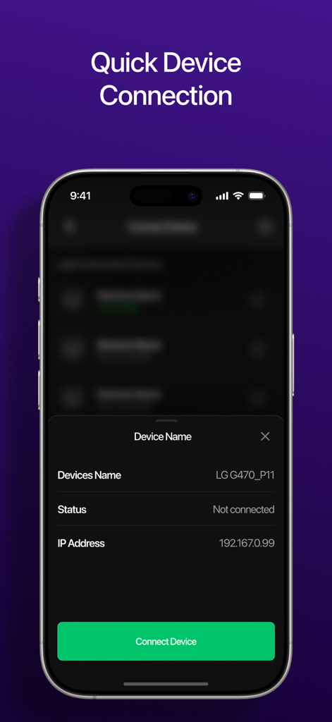 Universal TV・Remote Control・ - Smartphone interface showing quick device connection for a universal TV remote app