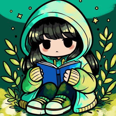 girl in oversized hoodie reading a book