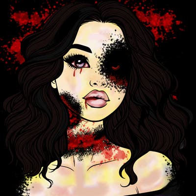 realistic girl with wavy hair and lips