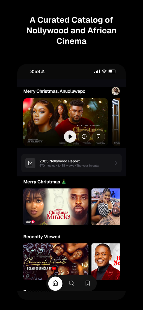 Filmflux - Filmflux app screen showing a curated catalog of Nollywood and African movies