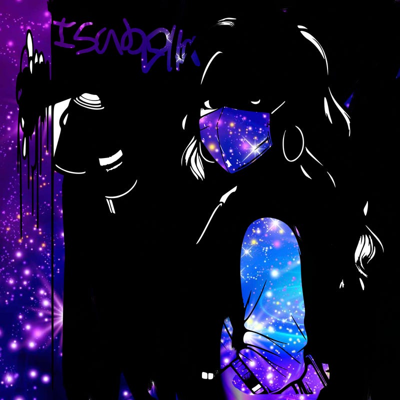 realistic girl with mask spray painting a wall