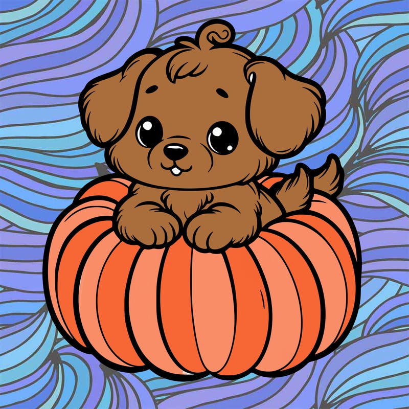 cute little puppy in a pumpkin