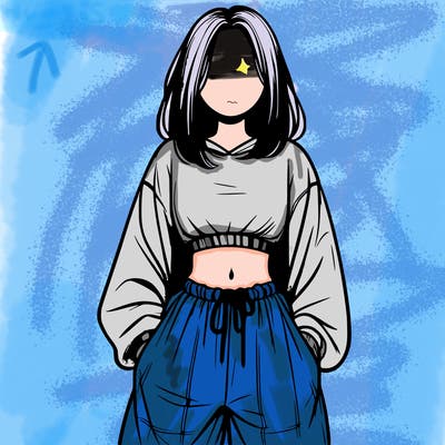 realistic girl faceless with baggy pants and a crop top