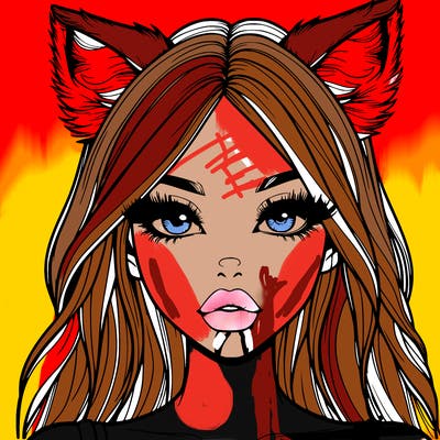 realistic girl with fox ears and realistic lips