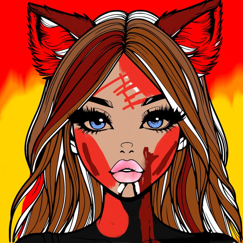 realistic girl with fox ears and realistic lips