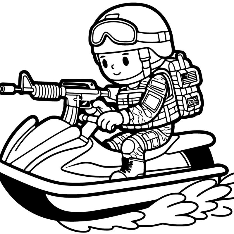 soldier in a jet ski