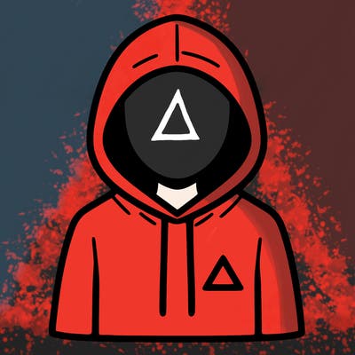 a person with non face waering a hoodie with a small triangle symbol