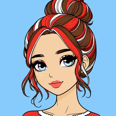 realistic pretty girl with hair in bun