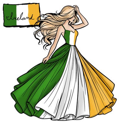 realistic woman with dress flowing in the wind