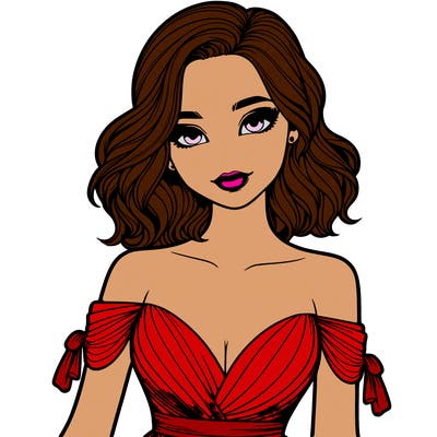 realistic girl in evening dress