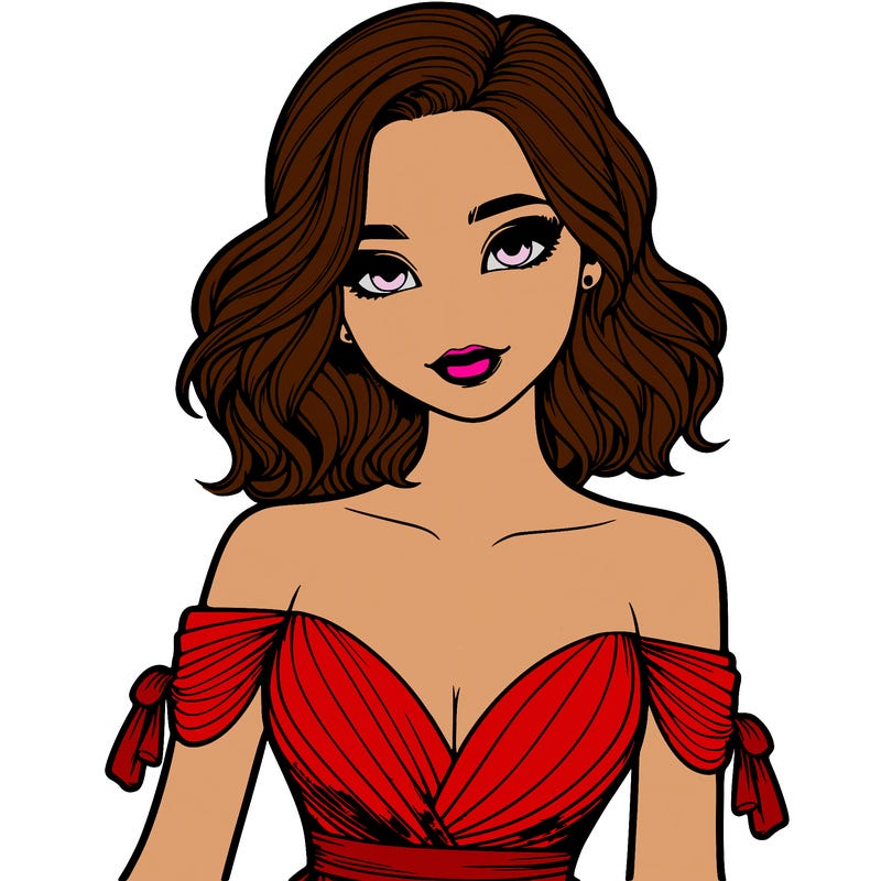 realistic girl in evening dress