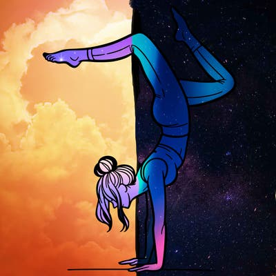 a woman doing a handstand