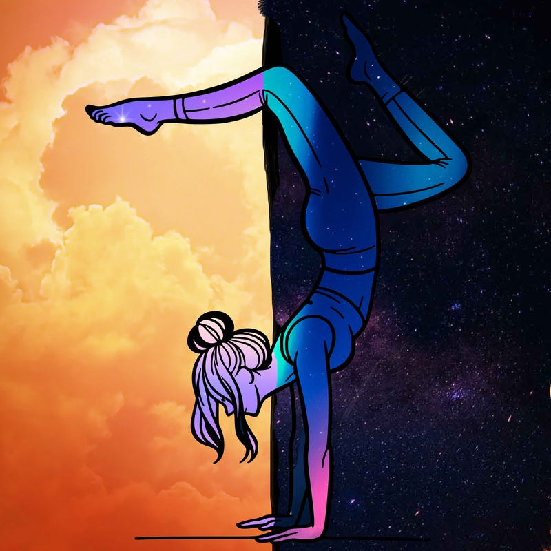a woman doing a handstand