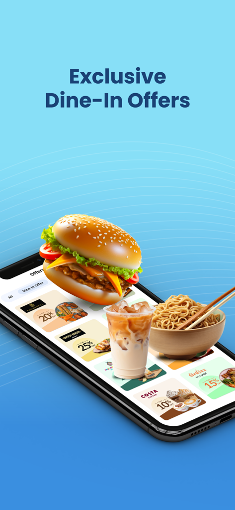 LuLu Happiness - A mobile phone screen displaying exclusive dine-in offers and restaurant discounts on the LuLu Happiness app