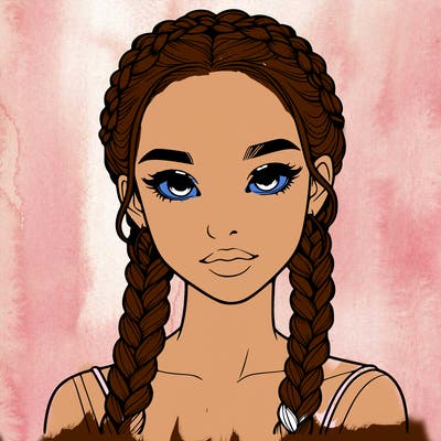 realistic girl with braids