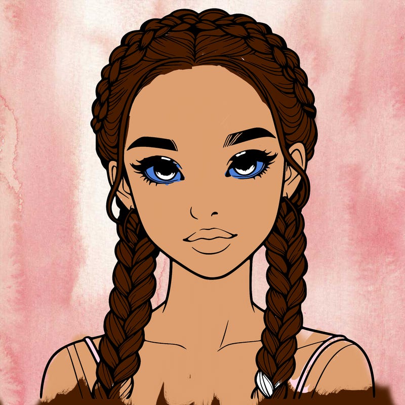 realistic girl with braids