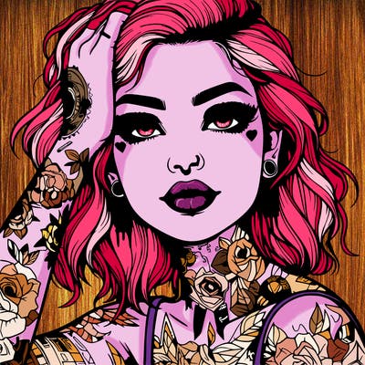 realistic girl with tattoos all over