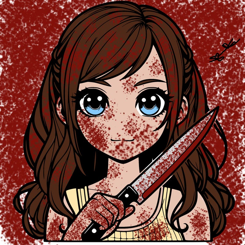 realistic girl holding a knife