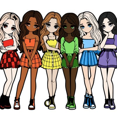 a group of girls realistic