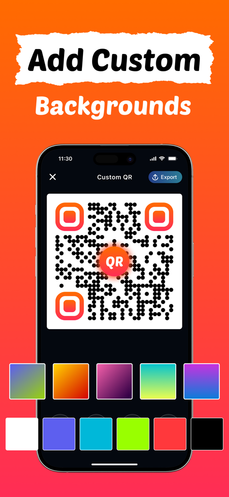 QRBot: QR Code Maker + Barcode - Customizing QR code backgrounds with colors and gradients in the QRBot app