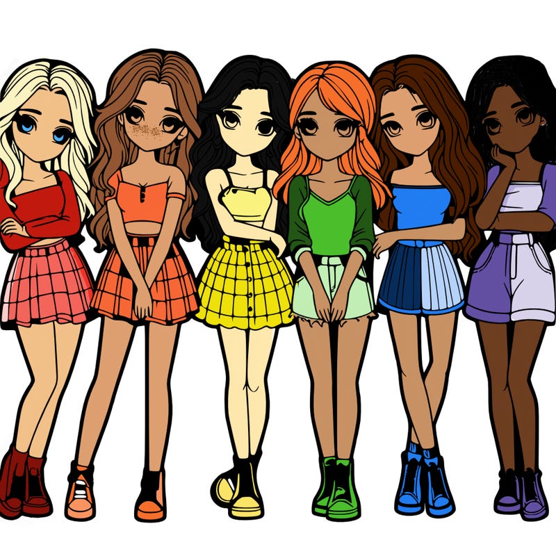 a group of girls realistic
