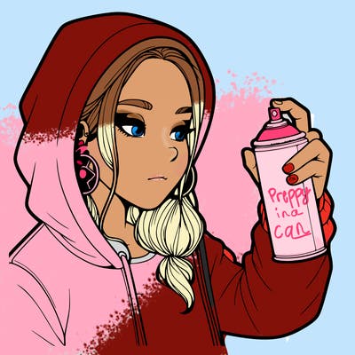 a realistic girl, spray painting