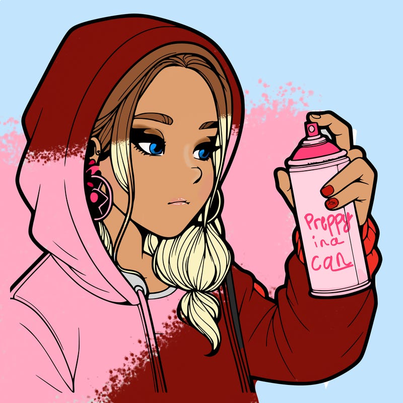 a realistic girl, spray painting