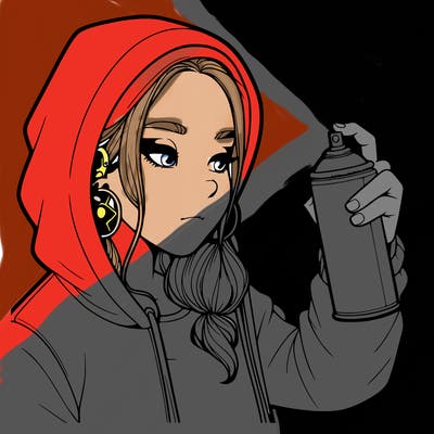 a realistic girl, spray painting