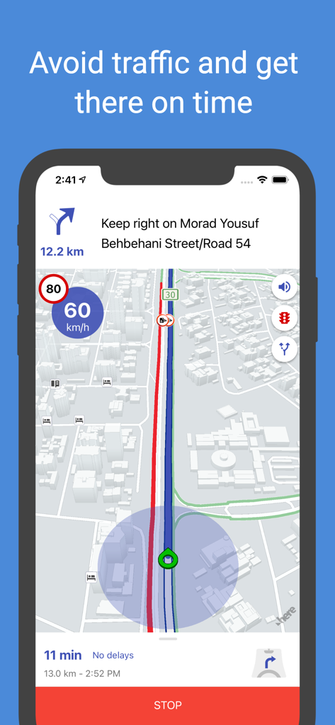 Kuwait Finder - Kuwait Finder app navigation screen showing real-time traffic updates speed limits and turn-by-turn directions