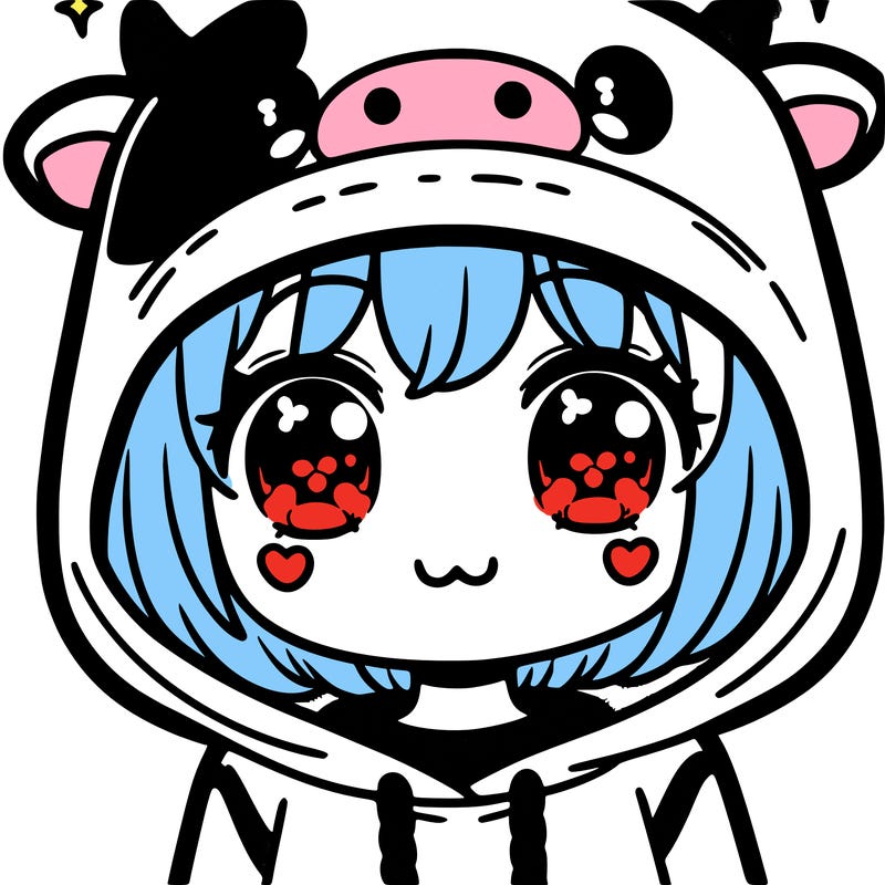 kawaii girl with cow hoodie