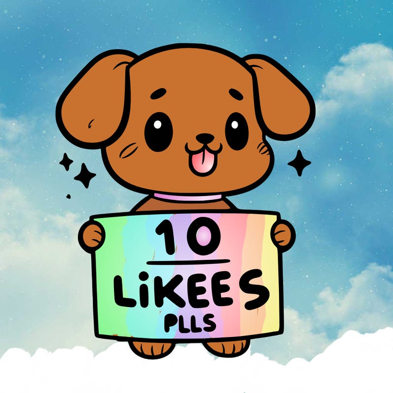 cute dog holding a sign saying 10 likes pls