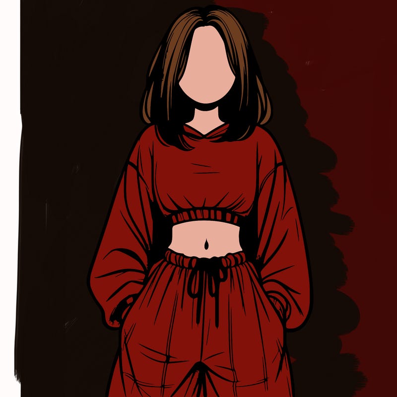 realistic girl faceless with baggy pants and a crop top