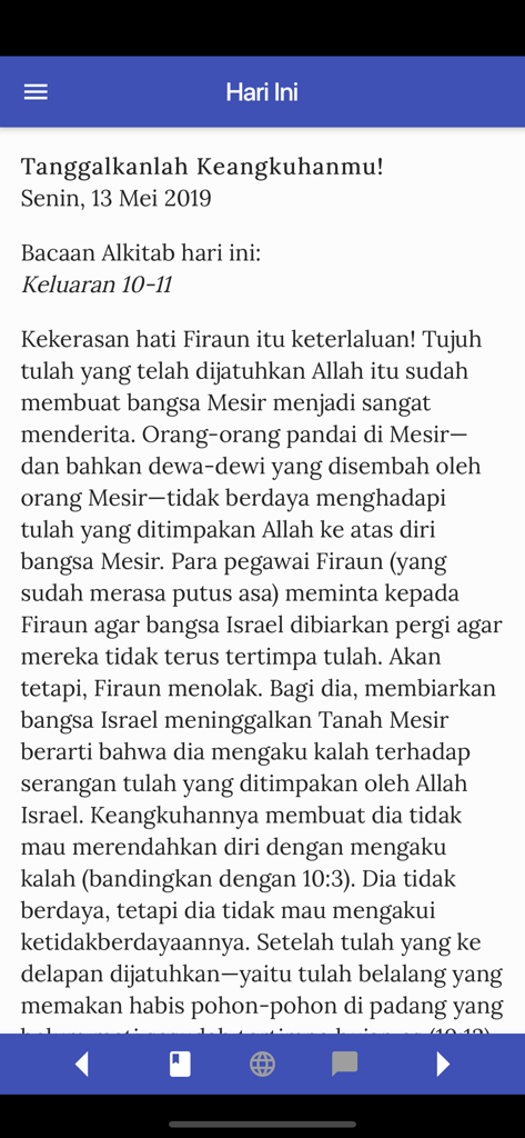 GEMA - Daily devotional screen in Bahasa Indonesia from the GEMA Bible reading app