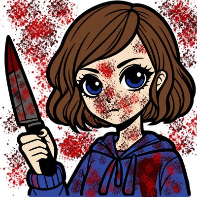 a girl with a knife