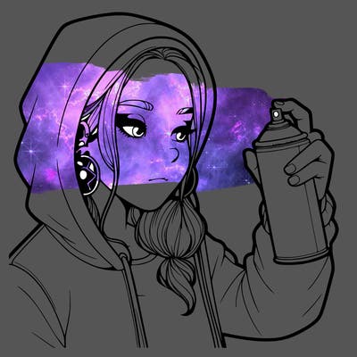 a realistic girl, spray painting