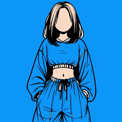 realistic girl faceless with baggy pants and a crop top