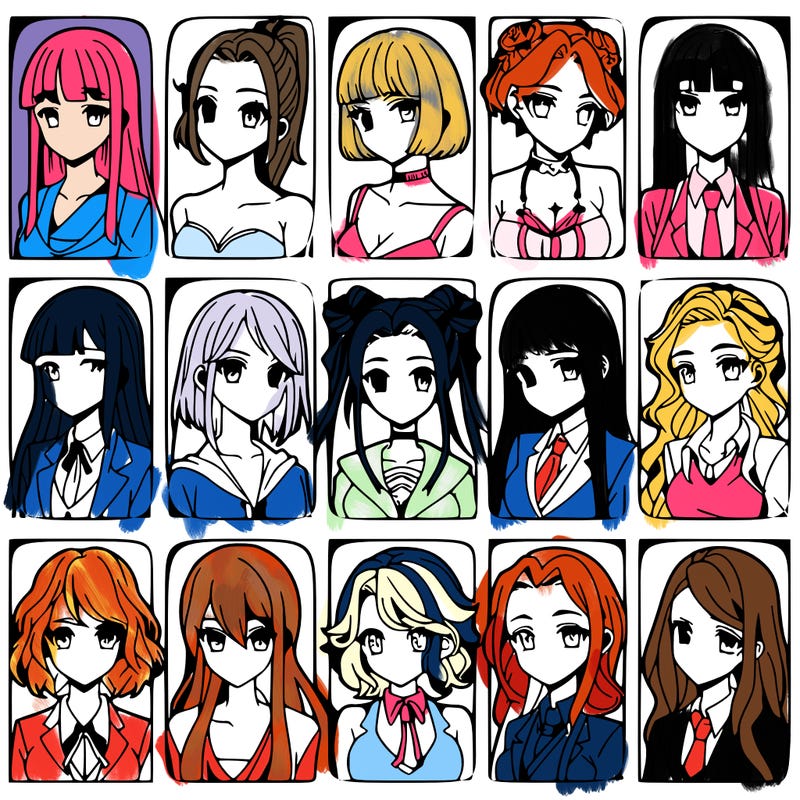 girls that look diffrent anime