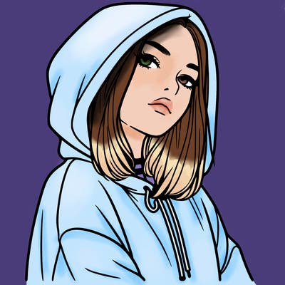 a realistic girl in a hoodie