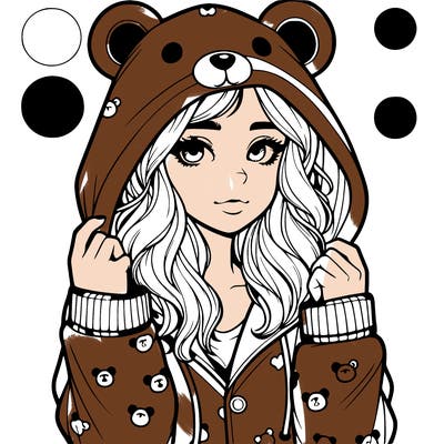 realistic girl in a animal pjs hoodie