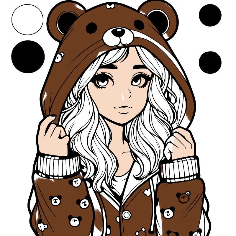 realistic girl in a animal pjs hoodie