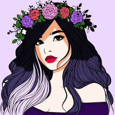 realistic girl with flower crown