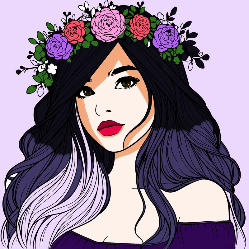 realistic girl with flower crown