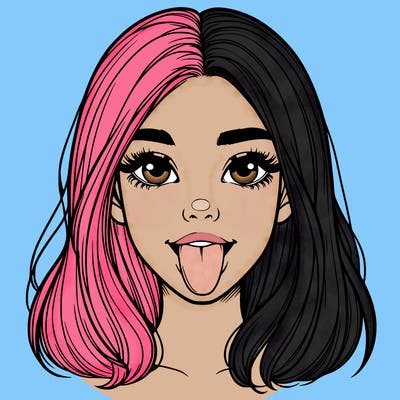 realistic girl with her tongue out