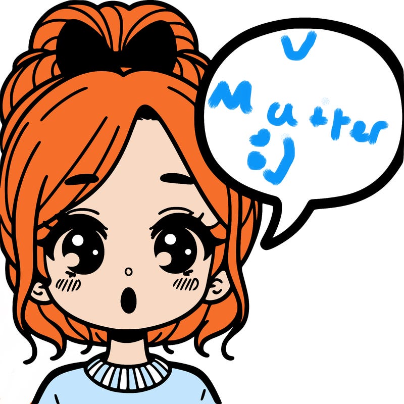 a girl with a word bubble by her mouth