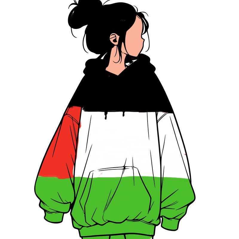 realistic girl with a oversized sweatshirt on and a bun